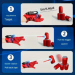 2-Pack Spider Web Launcher Gloves - Red and Blue Hero Toy, 5-Meter Shooting Distance, Absorbable Bullets